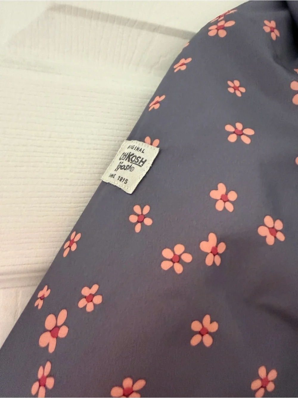 OshKosh B'gosh Gray Hooded Puffer Jacket with Pink Floral Print